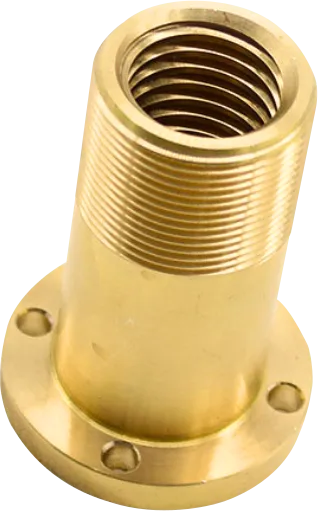 CNC machined brass threaded flange fitting.