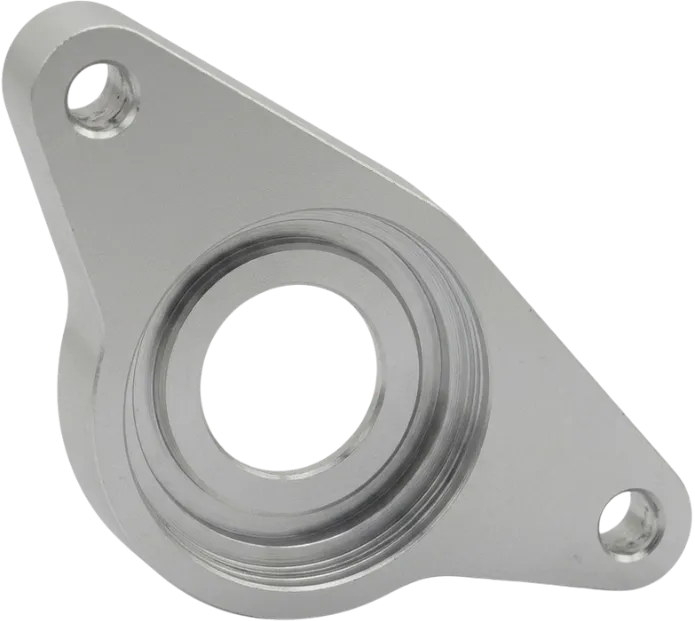 Aluminum flange with a clear anodized finish.