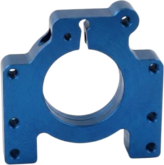 Blue dyed anodized aluminum clamp block.
