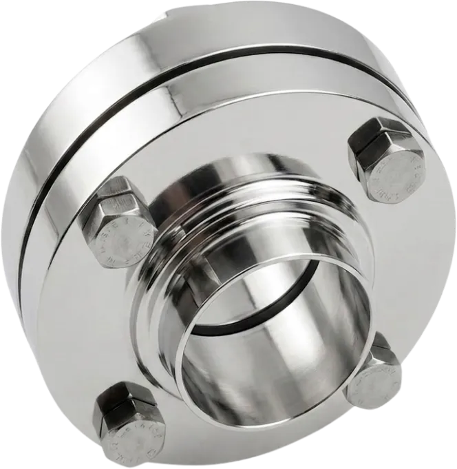 Electropolished stainless steel machined collar with a bright reflective finish.