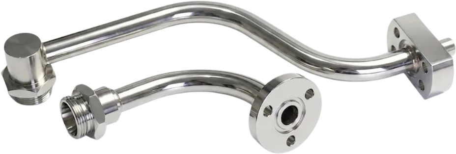 Electropolished stainless steel tube assembly with welded flanges.
