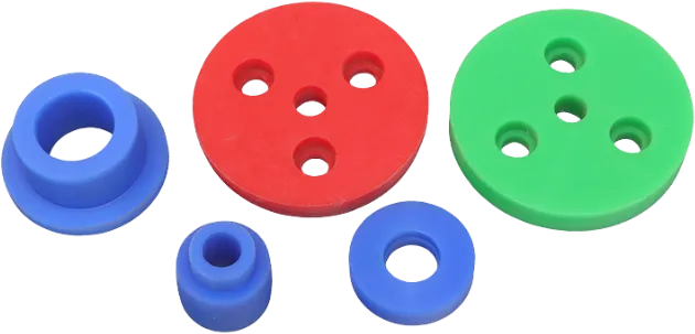 Machined nylon spacers and washers in several colors.