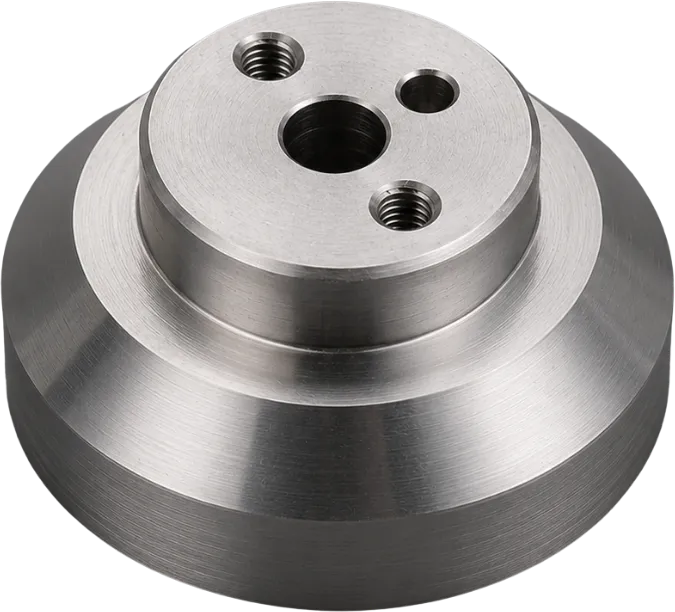Passivated stainless steel machined hub with a clean satin surface.
