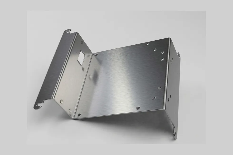 Formed sheet metal mounting bracket with fixing holes.