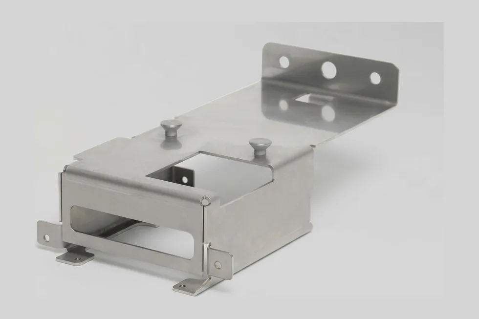 Welded sheet metal assembly combining several formed parts and hardware.