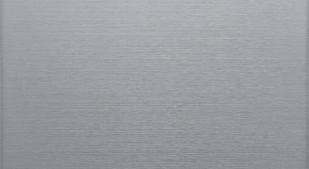 Brushed stainless steel sheet metal surface swatch.