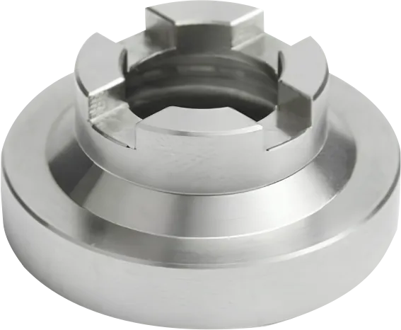 CNC machined titanium splined cap.
