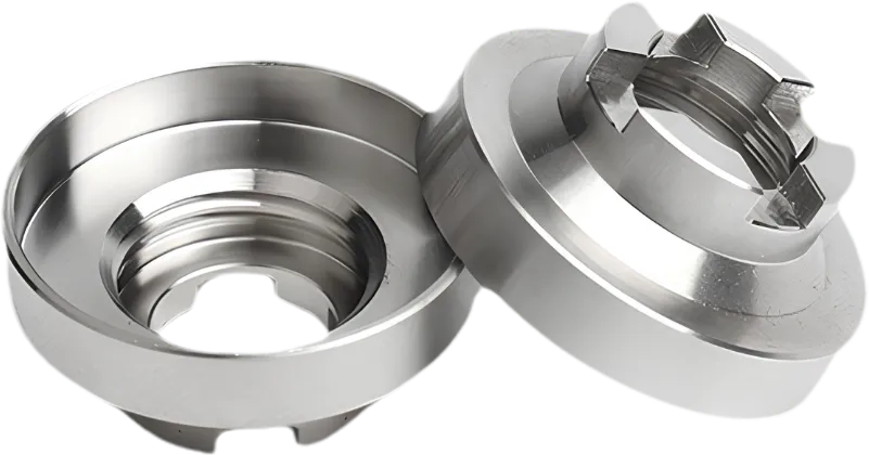 CNC machined titanium threaded caps.