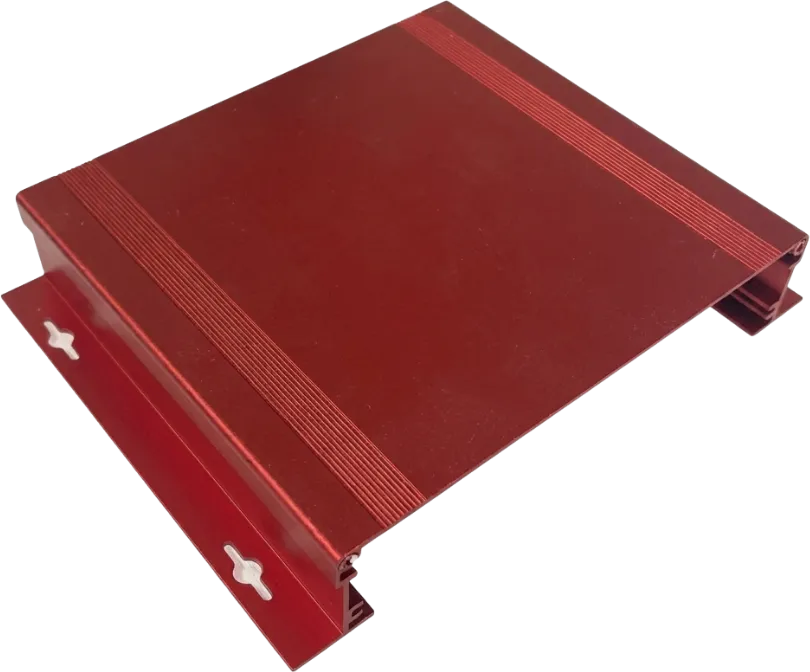 Red Type II anodized aluminum sheet metal part.
