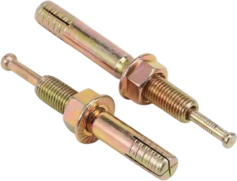 Yellow zinc plated steel anchor bolts.