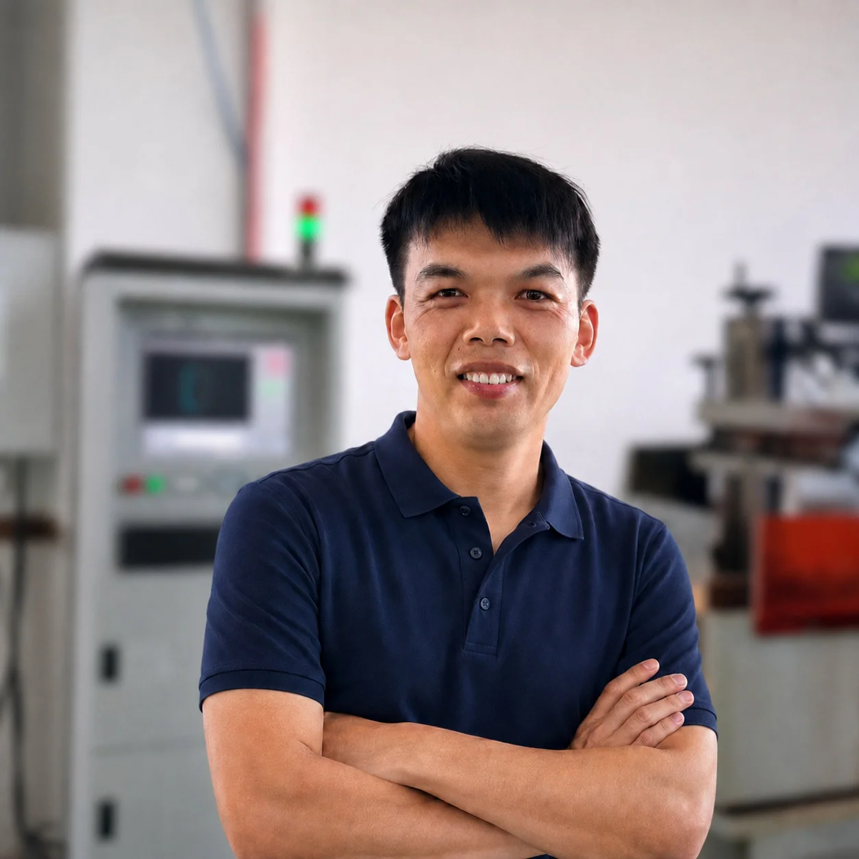 Zhaohua, DFM & Manufacturing Engineer, in the PURESPEC workshop.